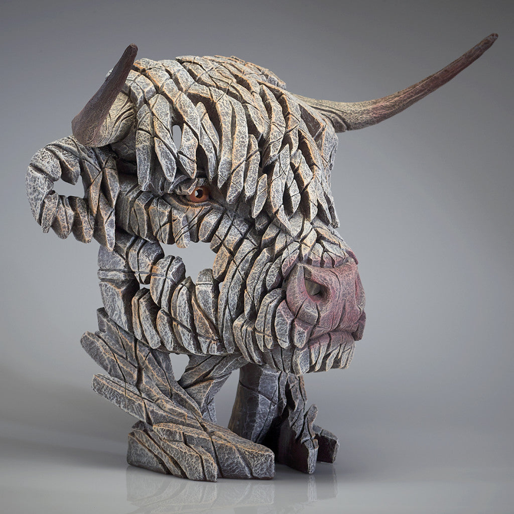 Edge Sculpture Highland Cow Bust White by Matt Buckley