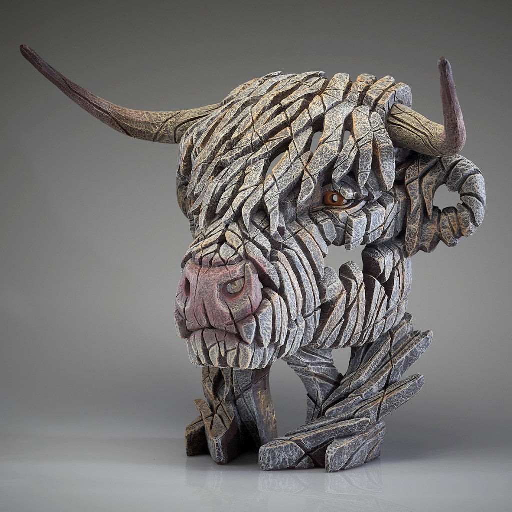 Edge Sculpture Highland Cow Bust White by Matt Buckley