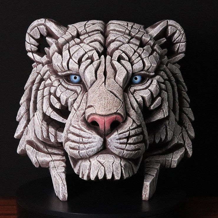 Edge Sculpture Tiger Bust White by Matt Buckley