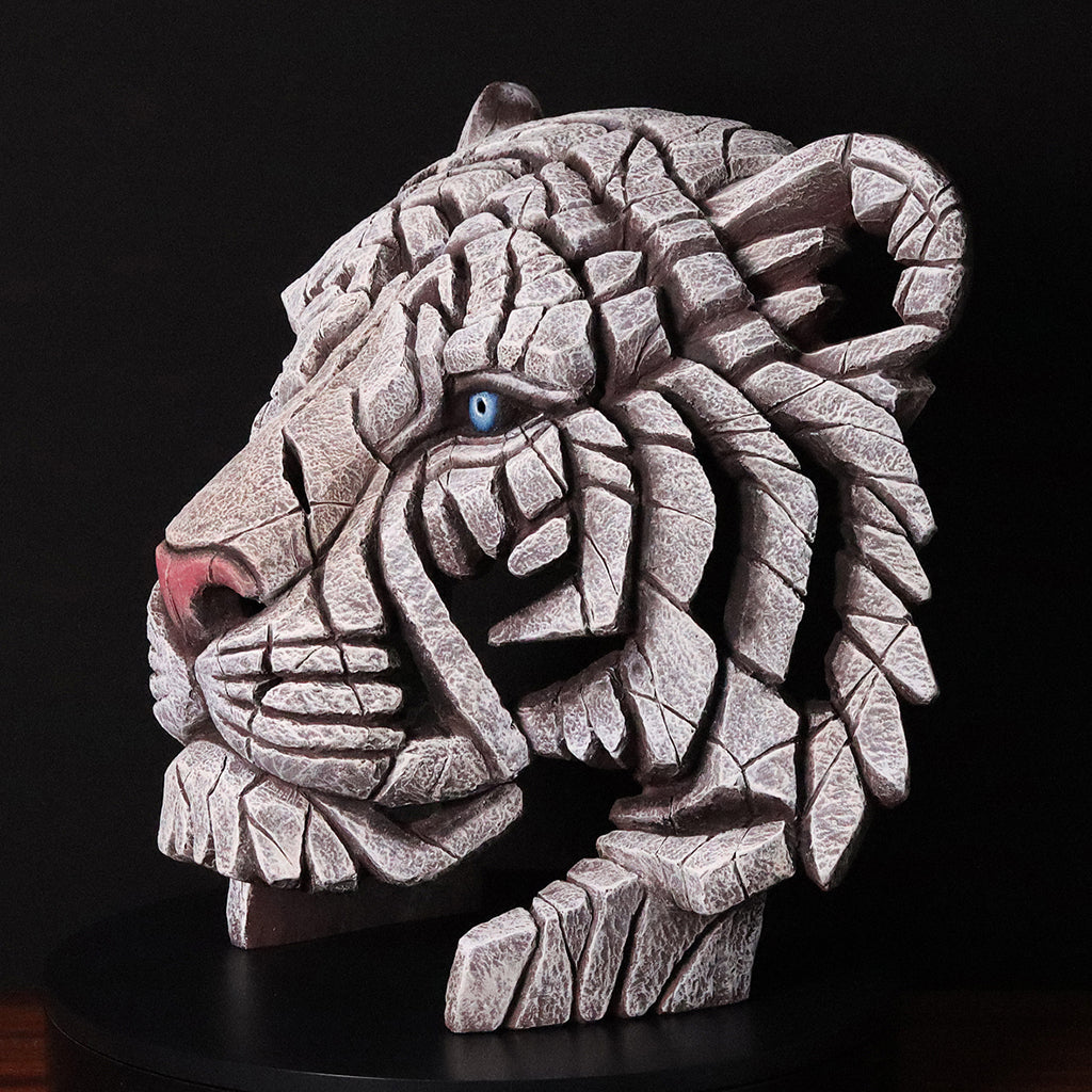 Edge Sculpture Tiger Bust White by Matt Buckley