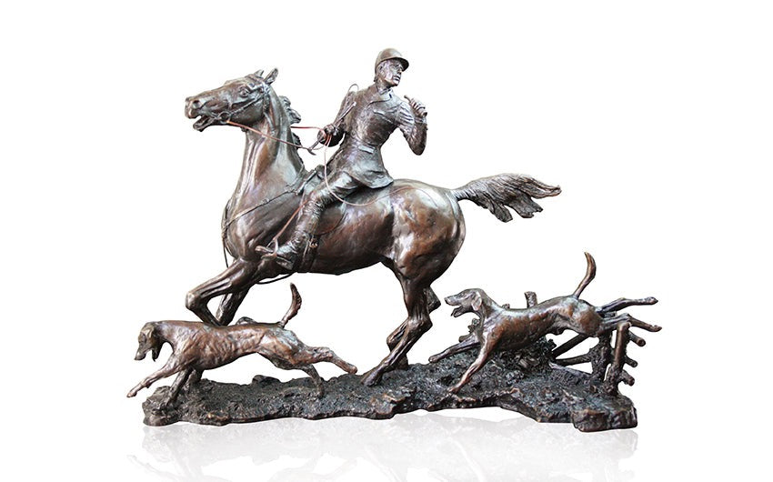 Doubling the Horn Bronze Equestrian Figurine by David Geenty (Richard Cooper Bronze)