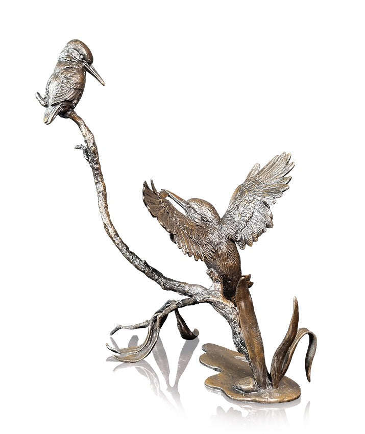 Prized Catch - Kingfisher Pair Bronze Sculpture by Michael Simpson (limited Edition)