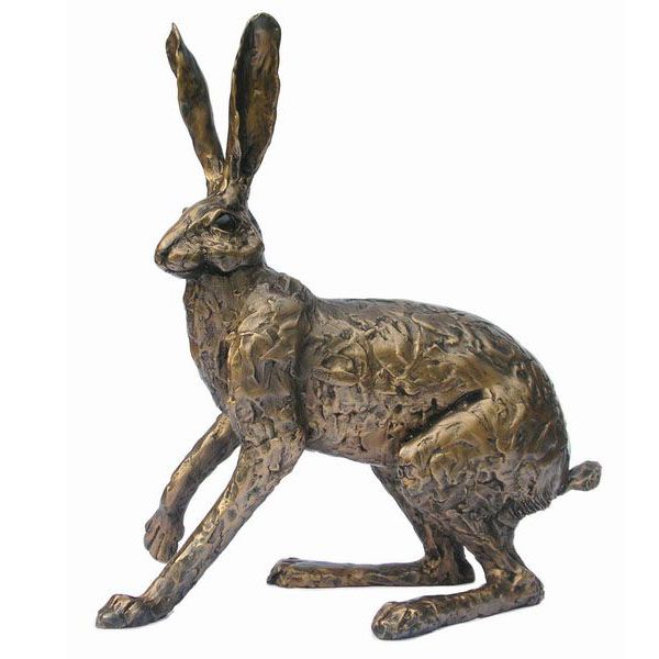 Startled Hare Large Bronze Hare Figurine by Paul Jenkins (Frith Sculpture)