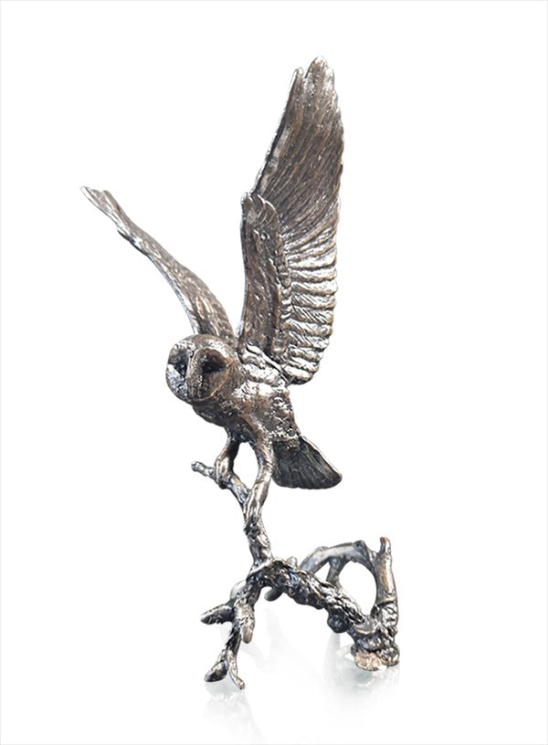 Barn Owl with Pinecones Bronze Sculpture by Keith Sherwin (Limited Edition)