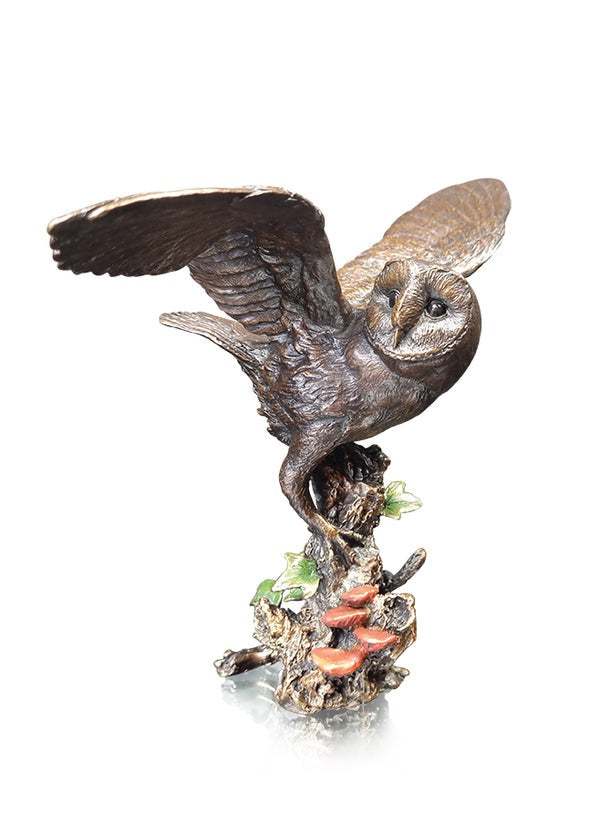 Barn Owl with Ivy Bronze Sculpture by Keith Sherwin (Limited Edition)