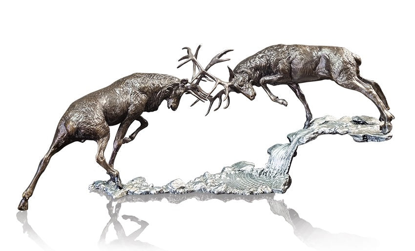 Dawn Dual - Rutting Stags by Dean Kendrick - Richard Cooper & Company Bronze