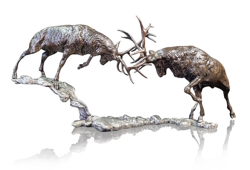 Dawn Dual - Rutting Stags by Dean Kendrick - Richard Cooper & Company Bronze