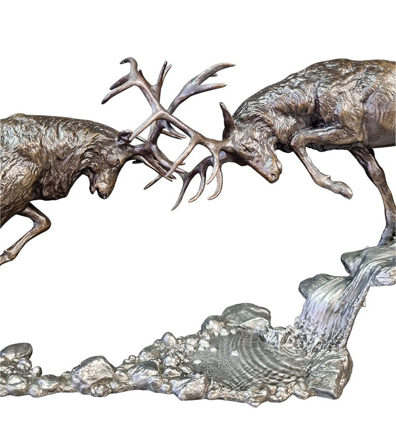 Dawn Dual - Rutting Stags by Dean Kendrick - Richard Cooper & Company Bronze