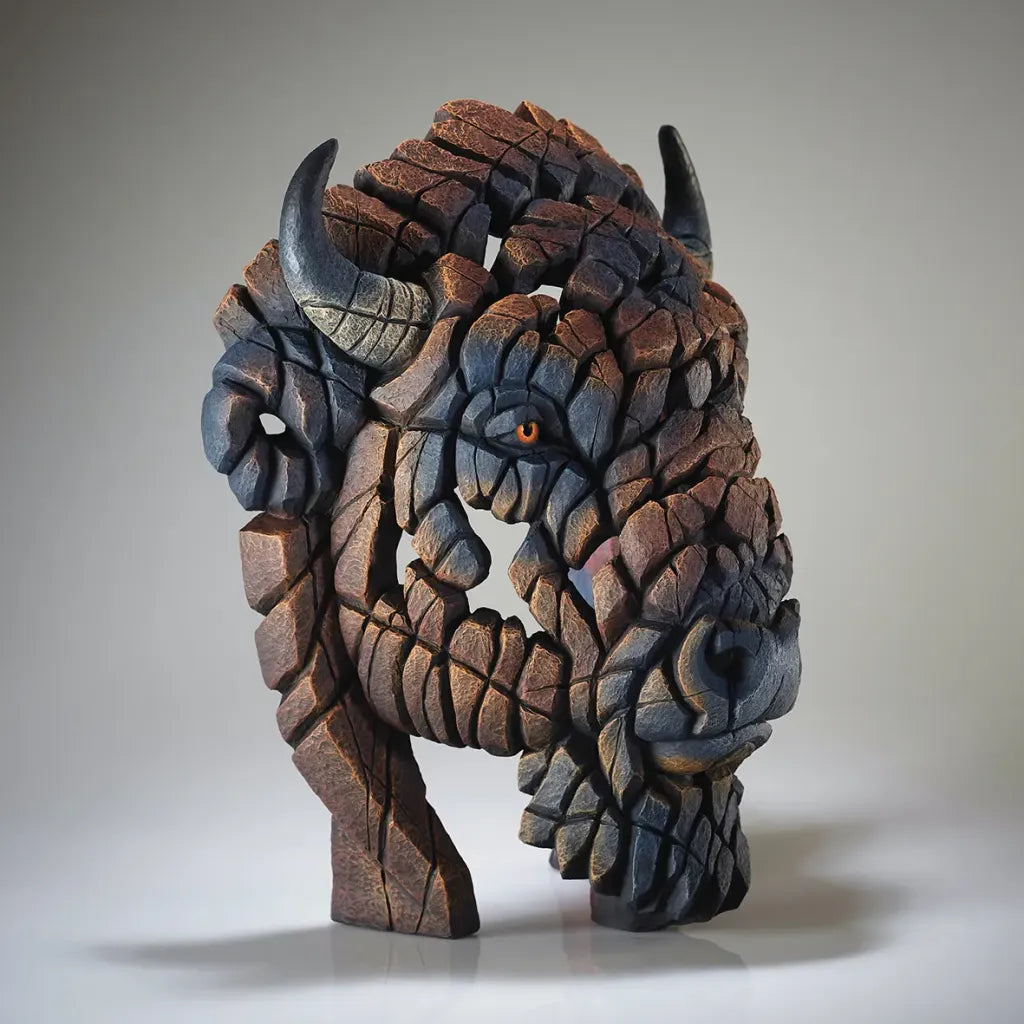 Edge Sculpture of a fierce Brown American Buffalo by Matt Buckley side view