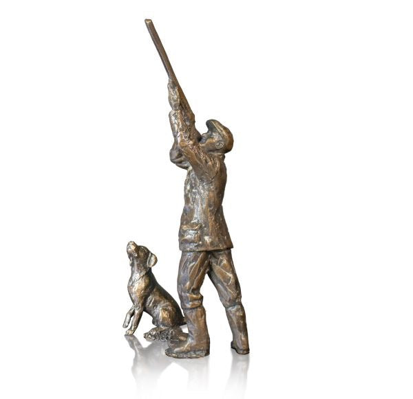 High Bird Bronze Dog & Master FIgurine by Michael Simpson (Richard Cooper)