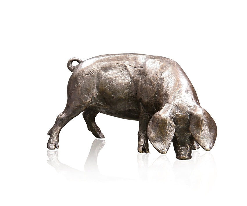 Small Gloucester Old Spot Bronze Pig Figurine by Michael Simpson (Richard Cooper Bronze)