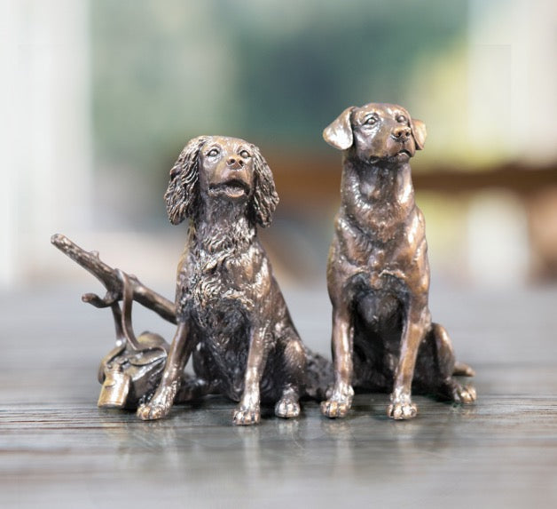 Springer Spaniel & Labrador Bronze Dog Figurine by Keith Sherwin (Limited Edition)