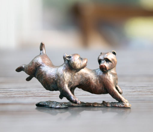 Westie Pair Bronze Playing Bronze Dog Figurine by Michael Simpson (Limited Edition)