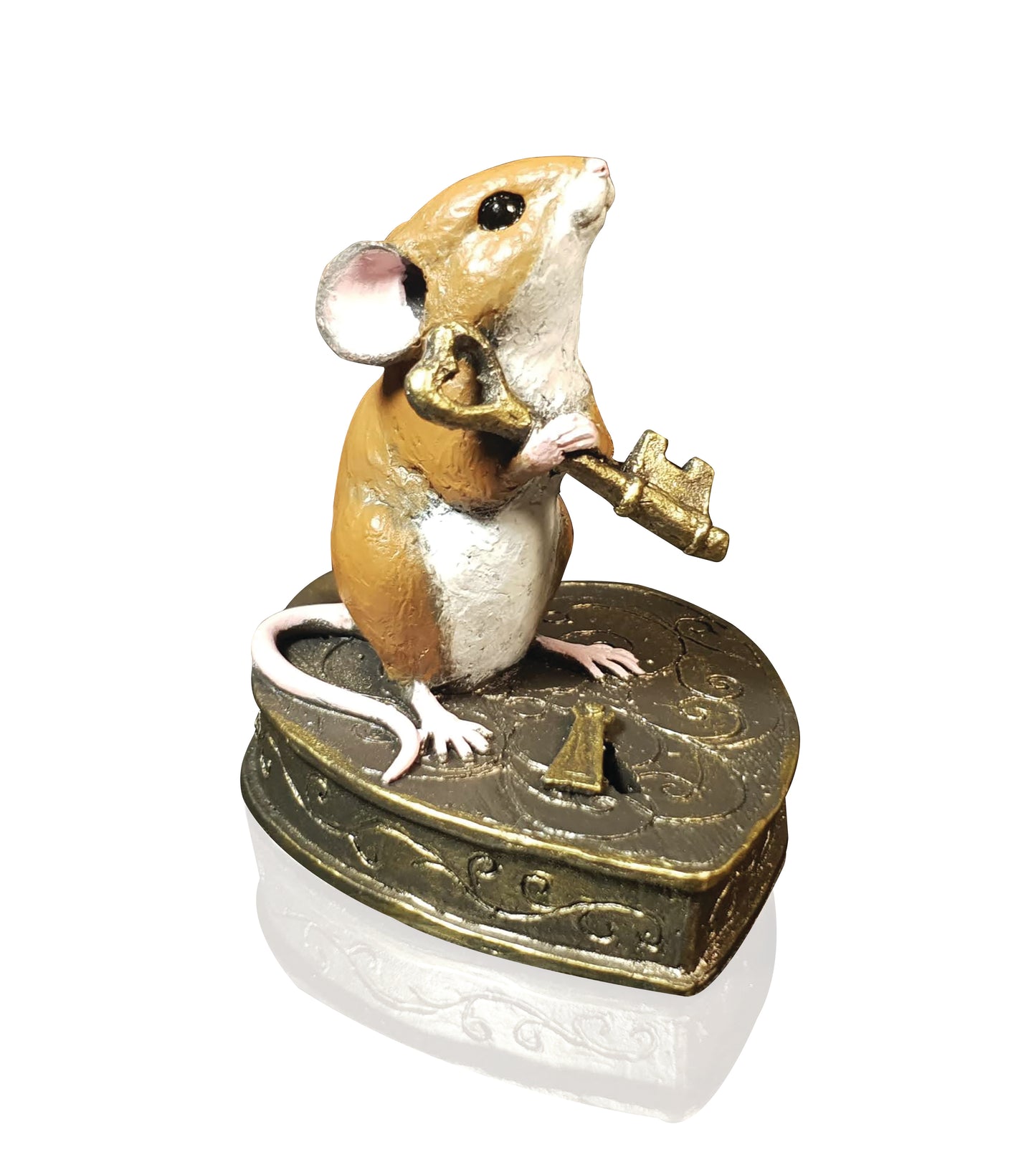 Key to Your Heart Bronze Mouse on Padlock Figurine by Michael Simpson