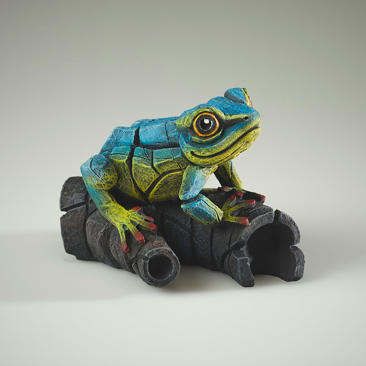 Edge Sculpture African Tree Frog Blue/Yellow by Matt Buckley