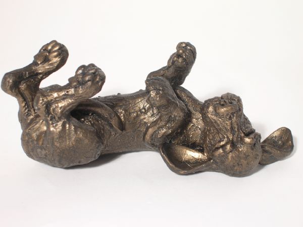 Amber - Please scratch my tummy Bronze Dog Figurine by Harriet Dunn (Frith Sculpture)