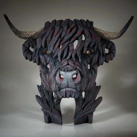 Edge Sculpture Highland Cow Bust Black by Matt Buckley