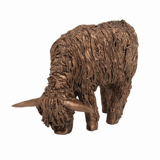 Fiona Highland Cow Grazing Bronze Figurine by Veronica Ballan (Frith Sculpture)