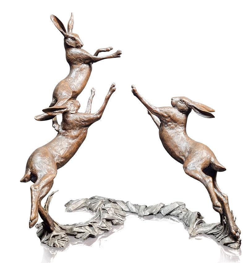 Moon Dance Bronze Hare Sculpture by Michael Simpson for Richard Cooper Bronze