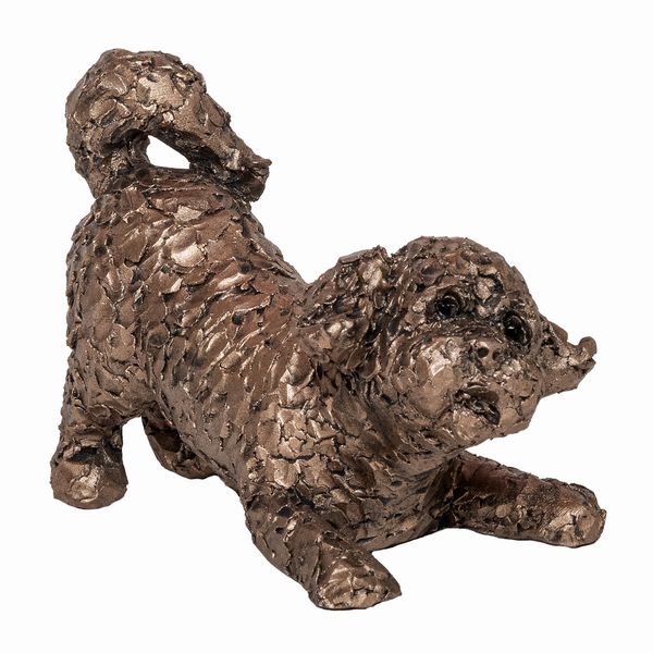 Pumpkin Cavapoo Playing Bronze Dog Figurine by Adrian Tinsley (Frith MINIMA)