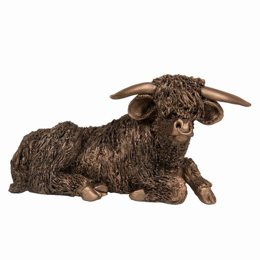 Highland Bull Resting Bronze Sculpture by Veronica Ballan (Frith Sculpture)