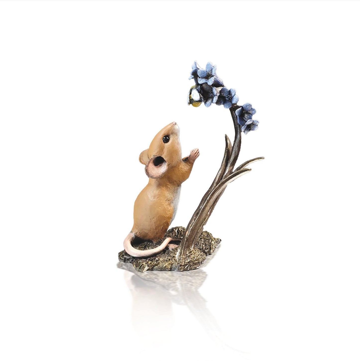 Bluebells and Bee Bronze Mouse Figurine by Michael Simpson for Richard Cooper Studio