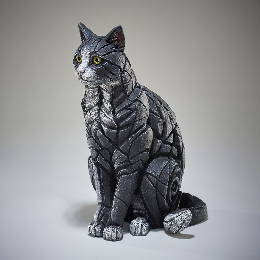 Edge Sculpture Cat Sitting Black and White by Matt Buckley