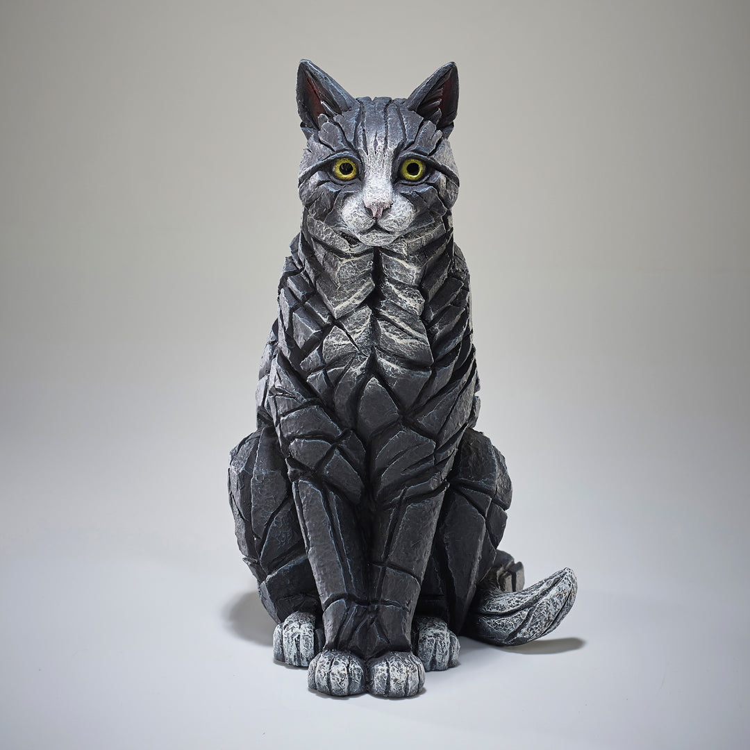 Edge Sculpture Cat Sitting Black and White by Matt Buckley