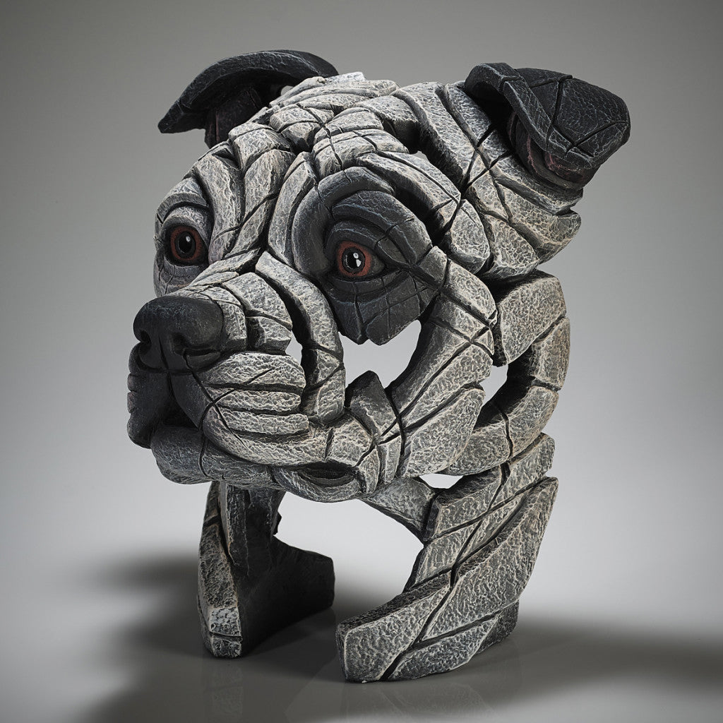 Edge Sculpture Staffordshire Bull Terrier - White with Black Patch by Matt Buckley