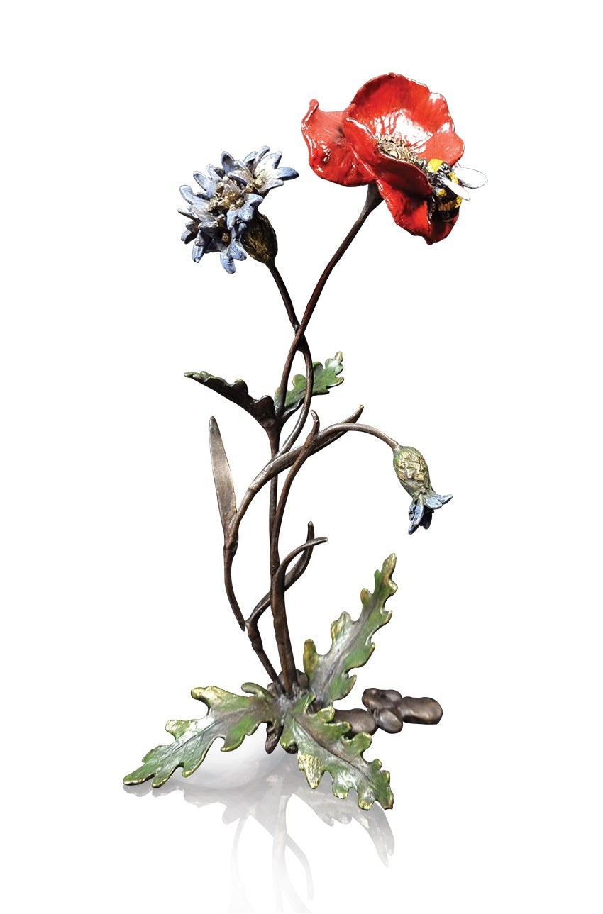 Poppy with Cornflower and Bee by Keith Sherwin - Richard Cooper & Company Bronze