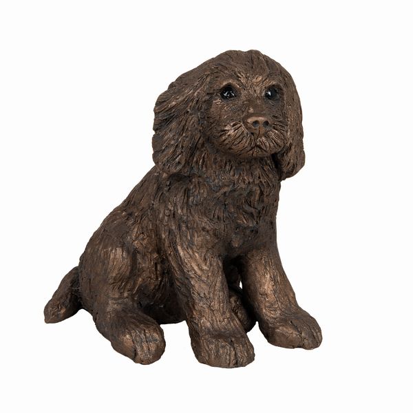 Raffles Sitting Cocker Spaniel Bronze Dog Figurine by Paul Jenkins (Frith Sculpture)