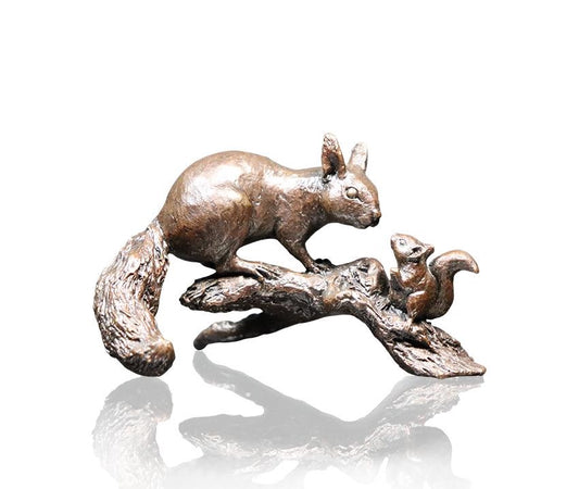 Red Squirrel with Baby Bronze Figurine by Michael Simpson (Richard Cooper Bronze)