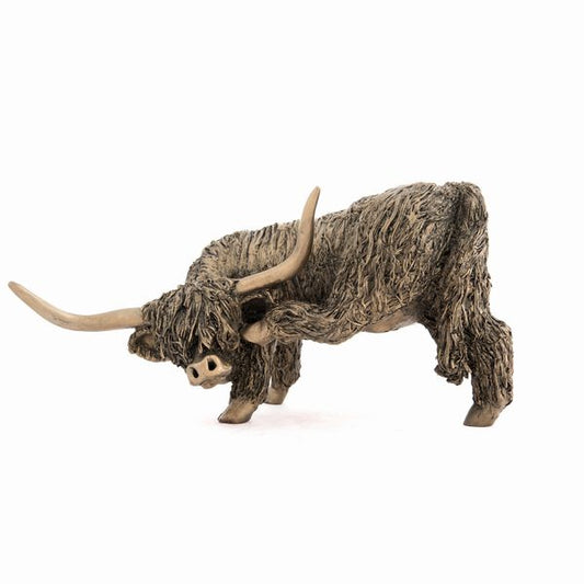 Large Highland Bull Scratching Bronze Sculpture by Veronica Ballan (Frith Sculpture)