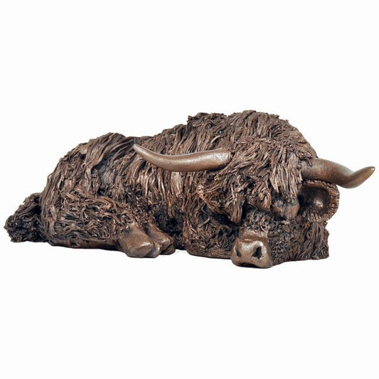 Highland Cow Resting Bronze Sculpture by Veronica Ballan (Frith Sculpture)