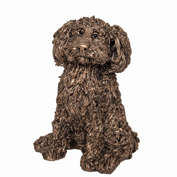 Petra Labradoodle Sitting Bronze Dog Figurine by Veronica Ballan (Frith Sculpture)