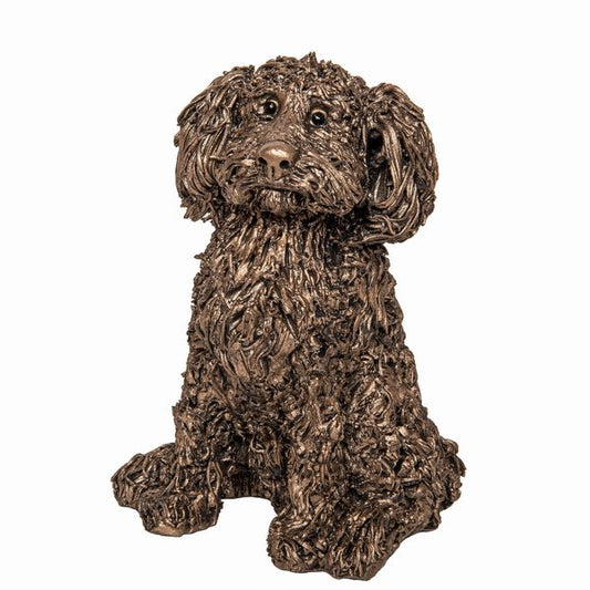 Petra Labradoodle Sitting Bronze Dog Figurine by Veronica Ballan (Frith Sculpture)