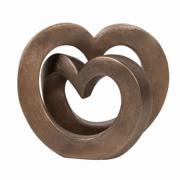 bronze entwined love heart sculpture