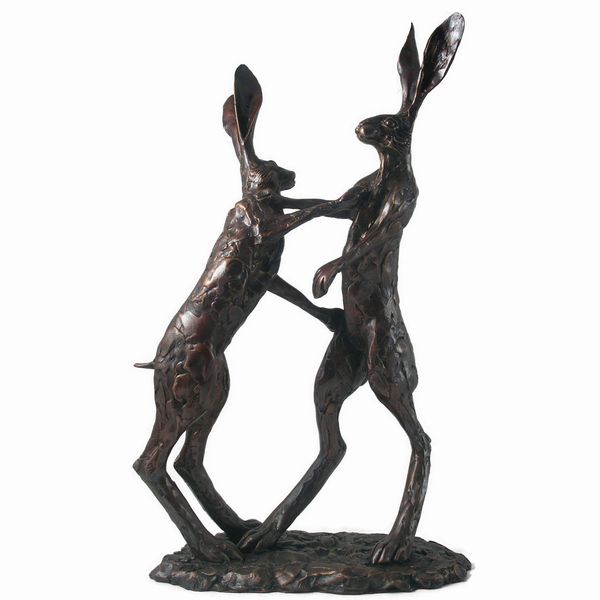 Hares Courting  Bronze Figurine  by Paul Jenkins (Frith Sculpture)