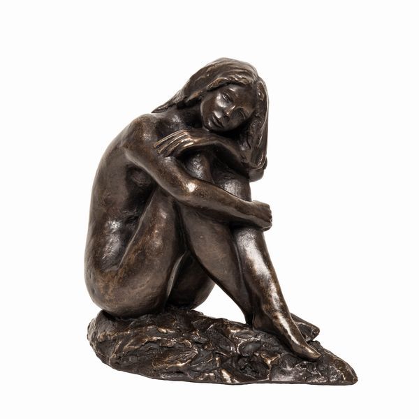 Cristiana Nude Bronze Girl on Beach Figurine by Lluis Jorda (Frith Sculpture)