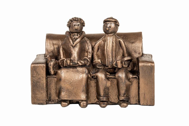 Still Together Couple on Sofa Bronze Figurine by Ian Tinsley for Frith Sculpture