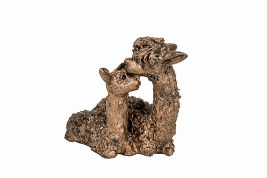 Alpaca Pair Sitting Bronze Figurine by Veronica Ballan (Frith Sculpture)
