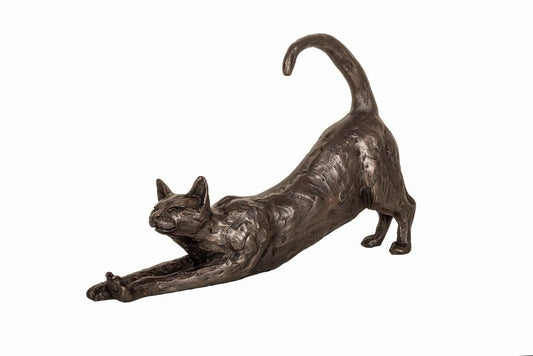 Cat Stretching Bronze Figurine  by Paul Jenkins (Frith Sculpture)