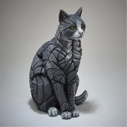 Edge Sculpture Cat Sitting  Black and White by Matt Buckley