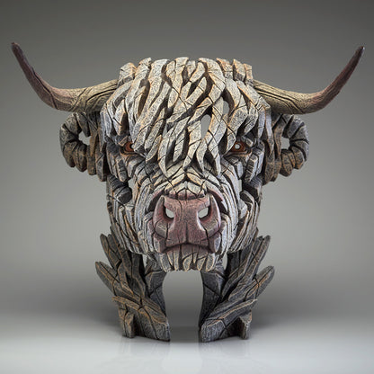 Edge Sculpture Highland Cow Bust White by Matt Buckley