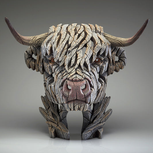 Edge Sculpture White Highland Cow Bust by Matt Buckley