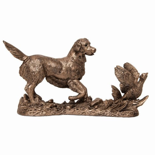 Gundog Retriever Flushing out Pheasant Bronze Dog Sculpture (Frith Sculpture)
