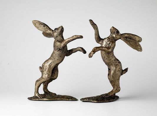 Boxing Hares Bronze Figurine  by Jonny Sanders (Frith Sculpture)