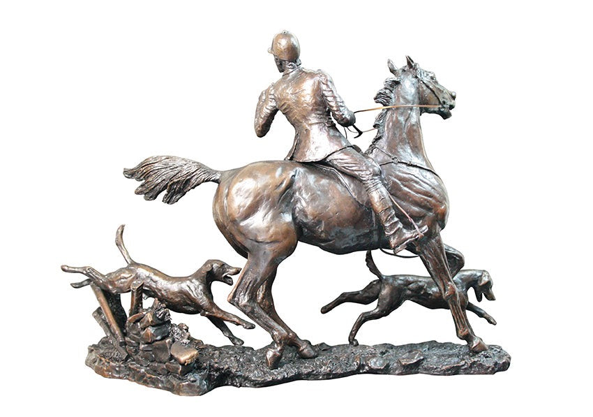 Doubling the Horn Bronze Equestrian Figurine by David Geenty (Richard Cooper Bronze)