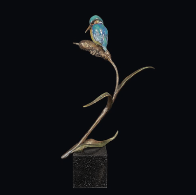 Hand Painted Kingfisher with Granite Base by Michael Simpson (Limited Edition)