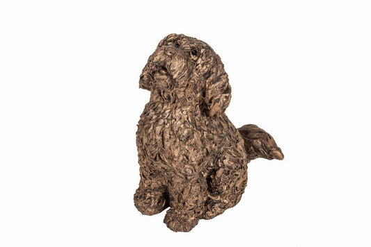 Harry Cockapoo Dinner Please Bronze Dog Figurine by Adrian Tinsley (Frith Sculpture)